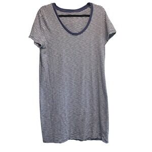 Universal Thread T-Shirt‎ Dress Large Blue White Striped Cotton Coastal Preppy